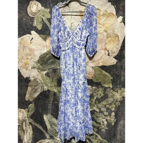 New Free People You're A Jewel Printed Maxi Dress Size Large - Picture 3 of 7